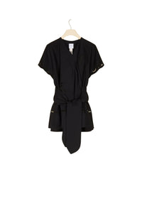 Blouse en coton à broderie ajourée - Noir