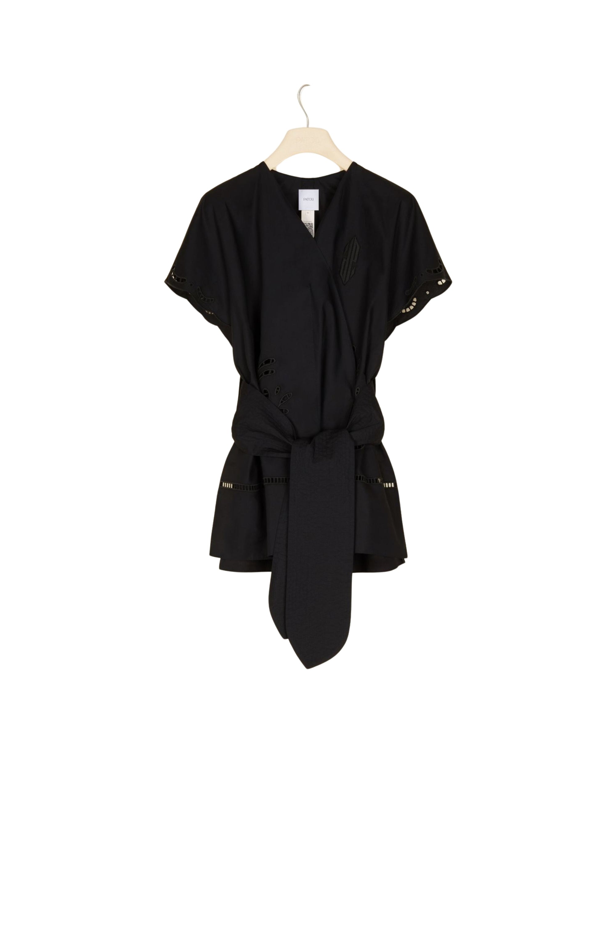Blouse en coton à broderie ajourée - Noir