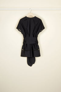 Blouse en coton à broderie ajourée - Noir