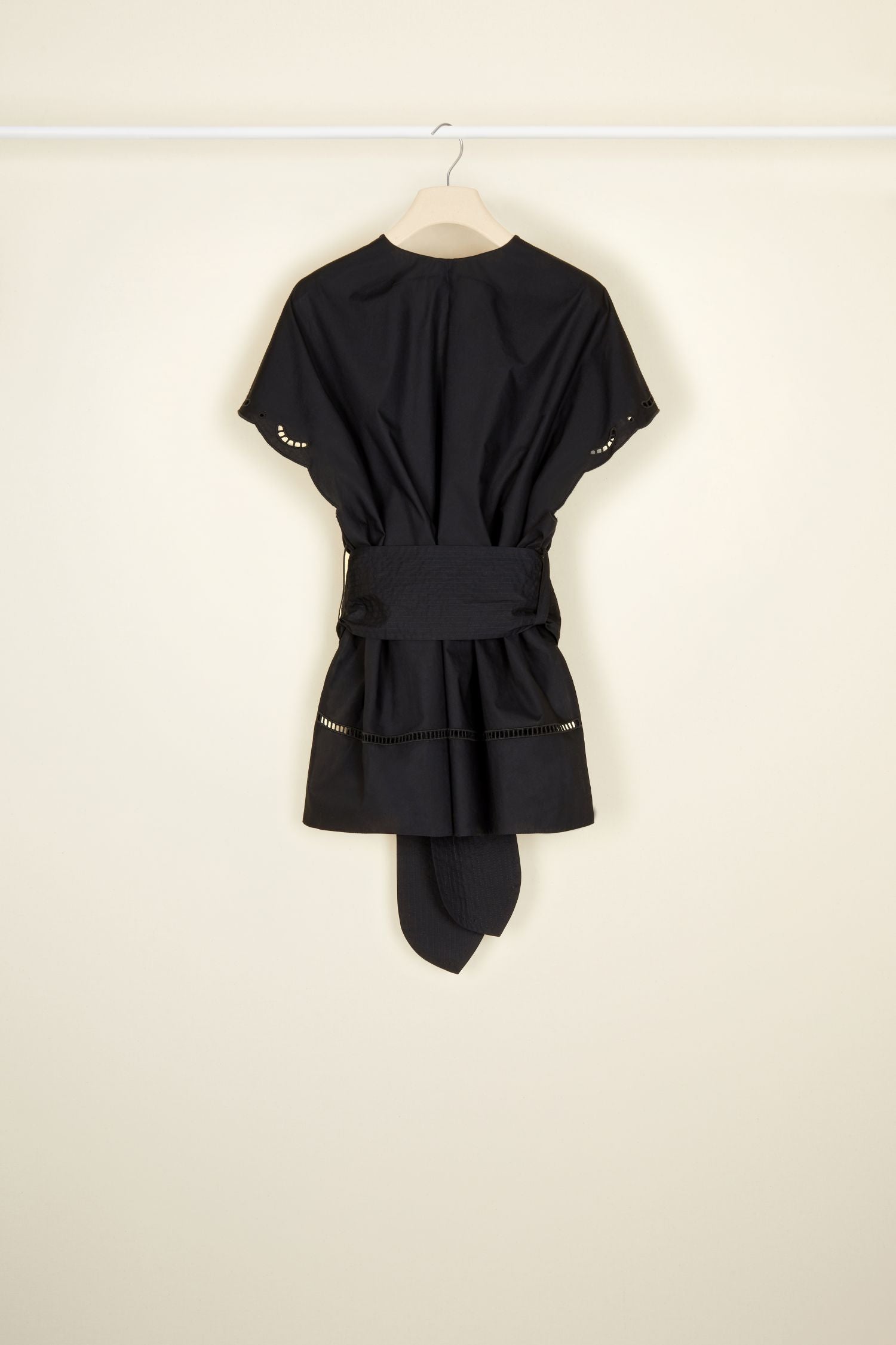 Blouse en coton à broderie ajourée - Noir