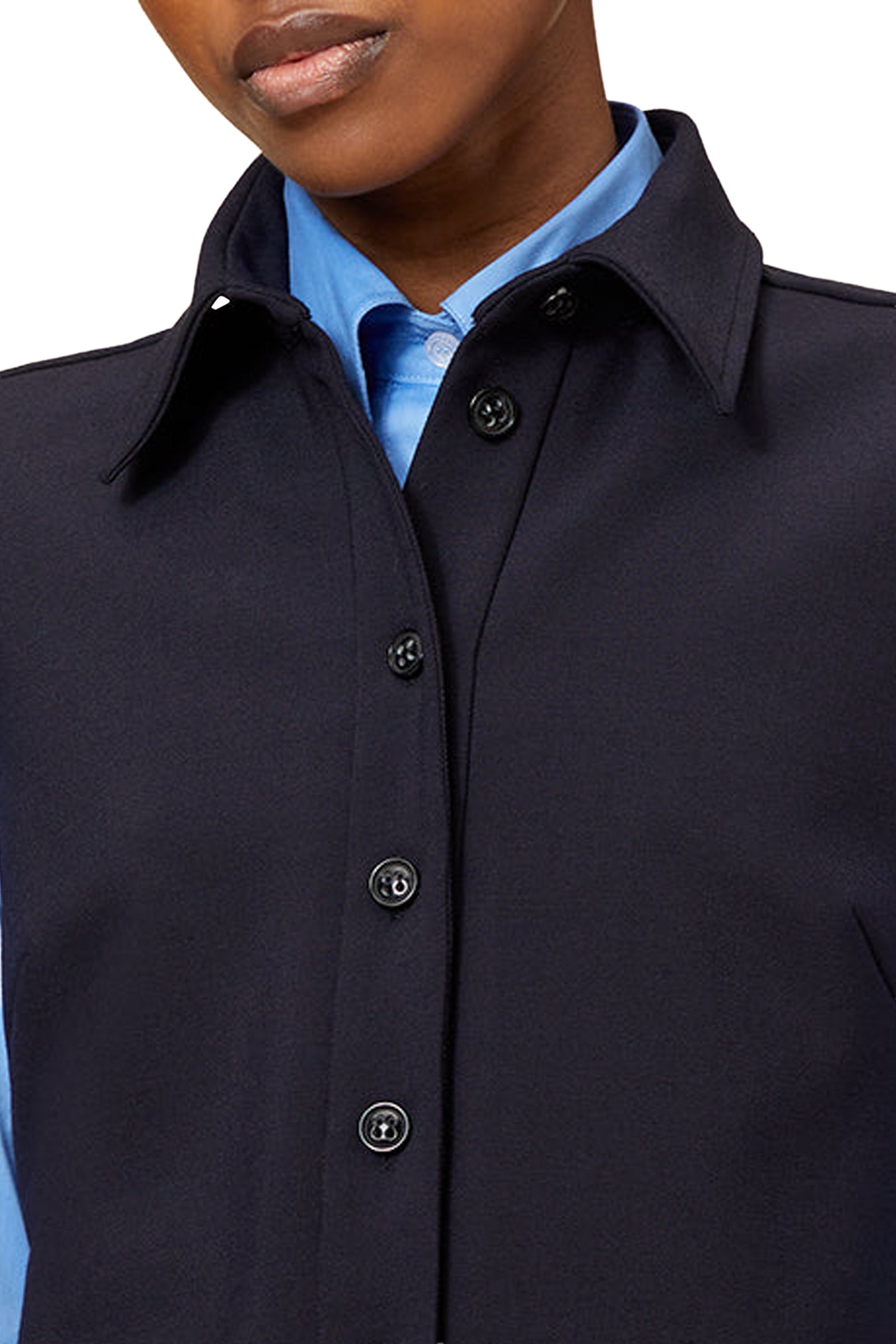 Veste longue sans manches en laine mélangée - Navy
