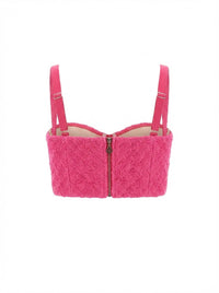 Top bustier court à bretelles - Fuxia