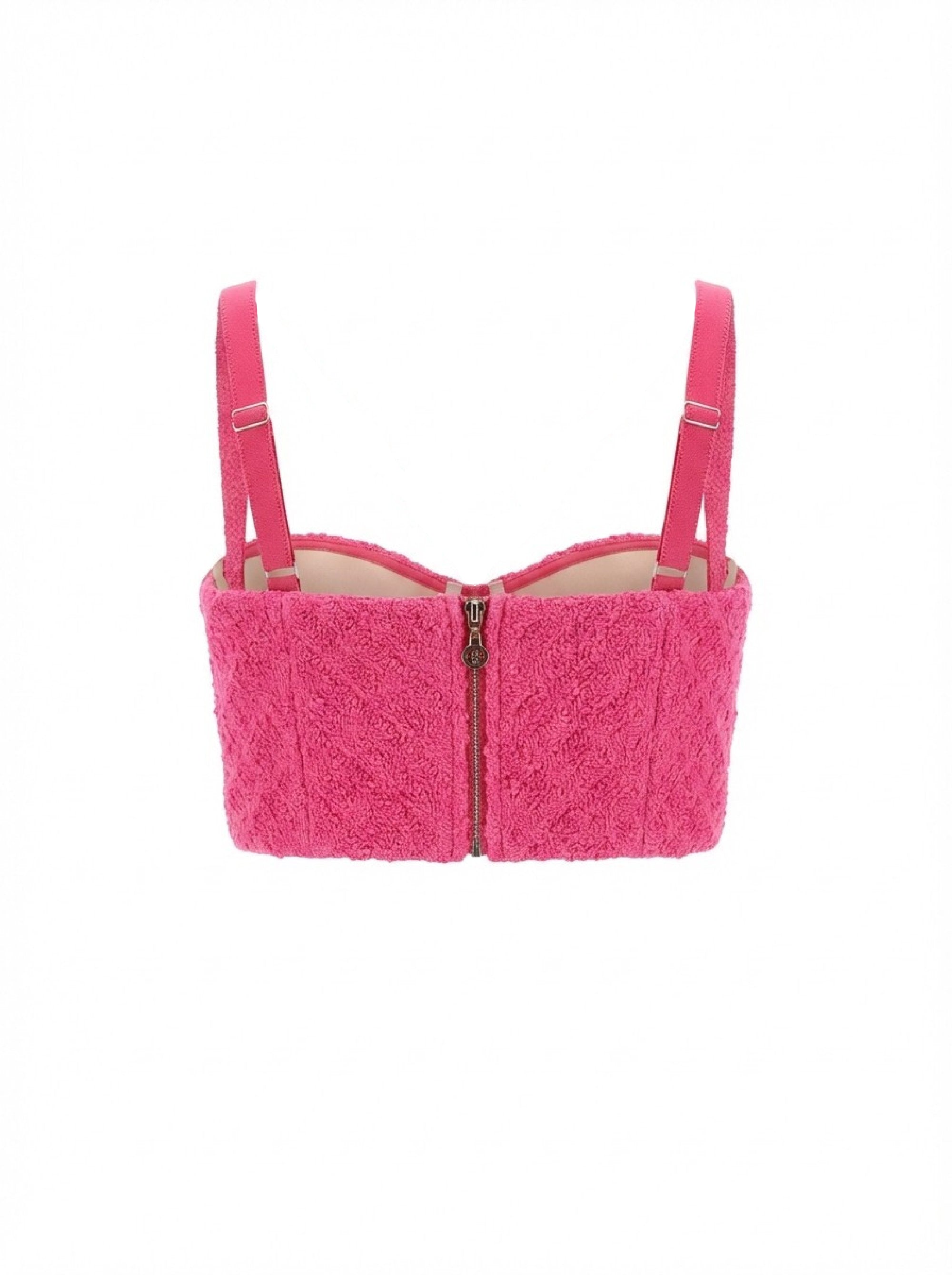 Top bustier court à bretelles - Fuxia