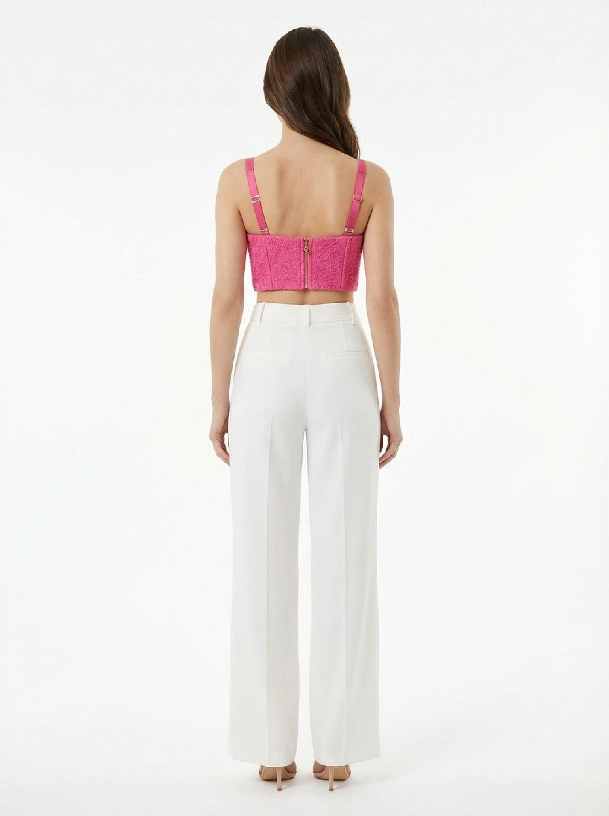 Top bustier court à bretelles - Fuxia
