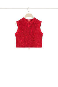 Top court smocké en faille éco-responsable - Rouge Lipstick