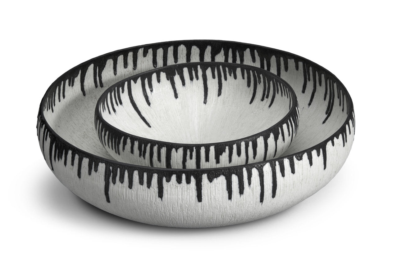 Grand bol rond Tokasu en porcelaine - Blanc & Indigo