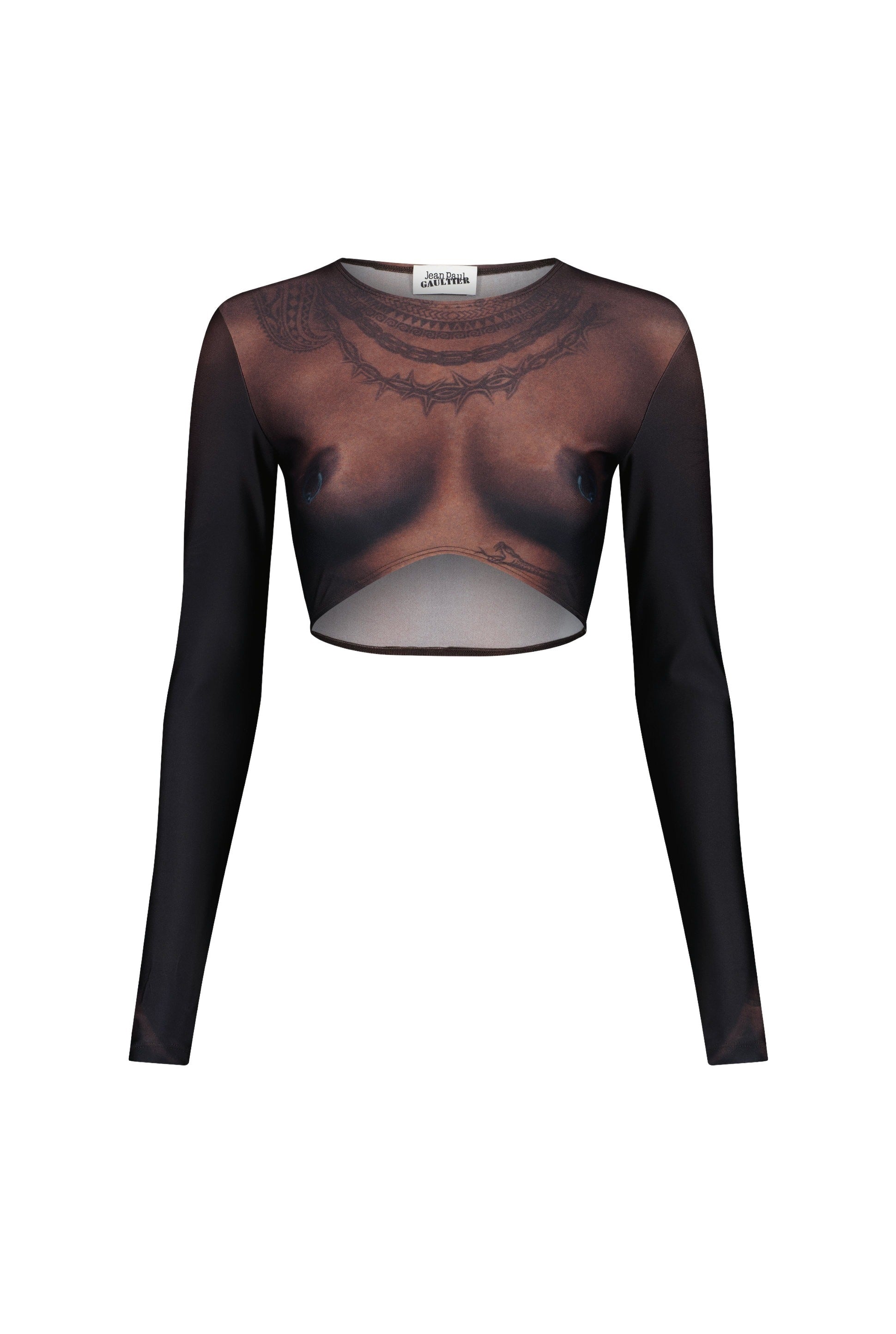 Top court Tattoo imprimé - Dark Nude