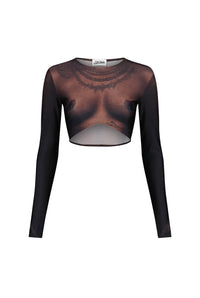 Top court Tattoo imprimé - Dark Nude