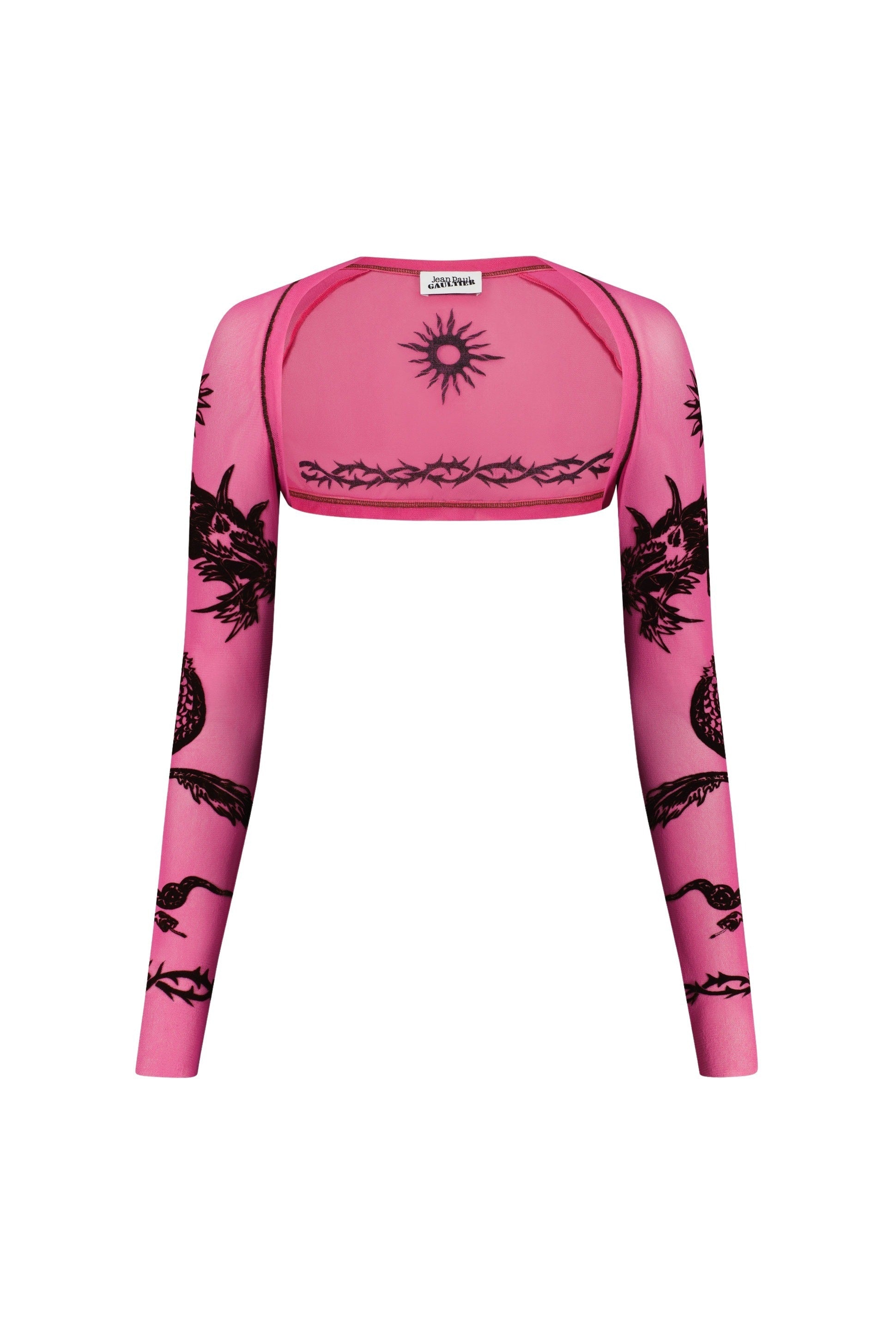 Boléro Tattoo imprimé en tulle - Pink Shocking