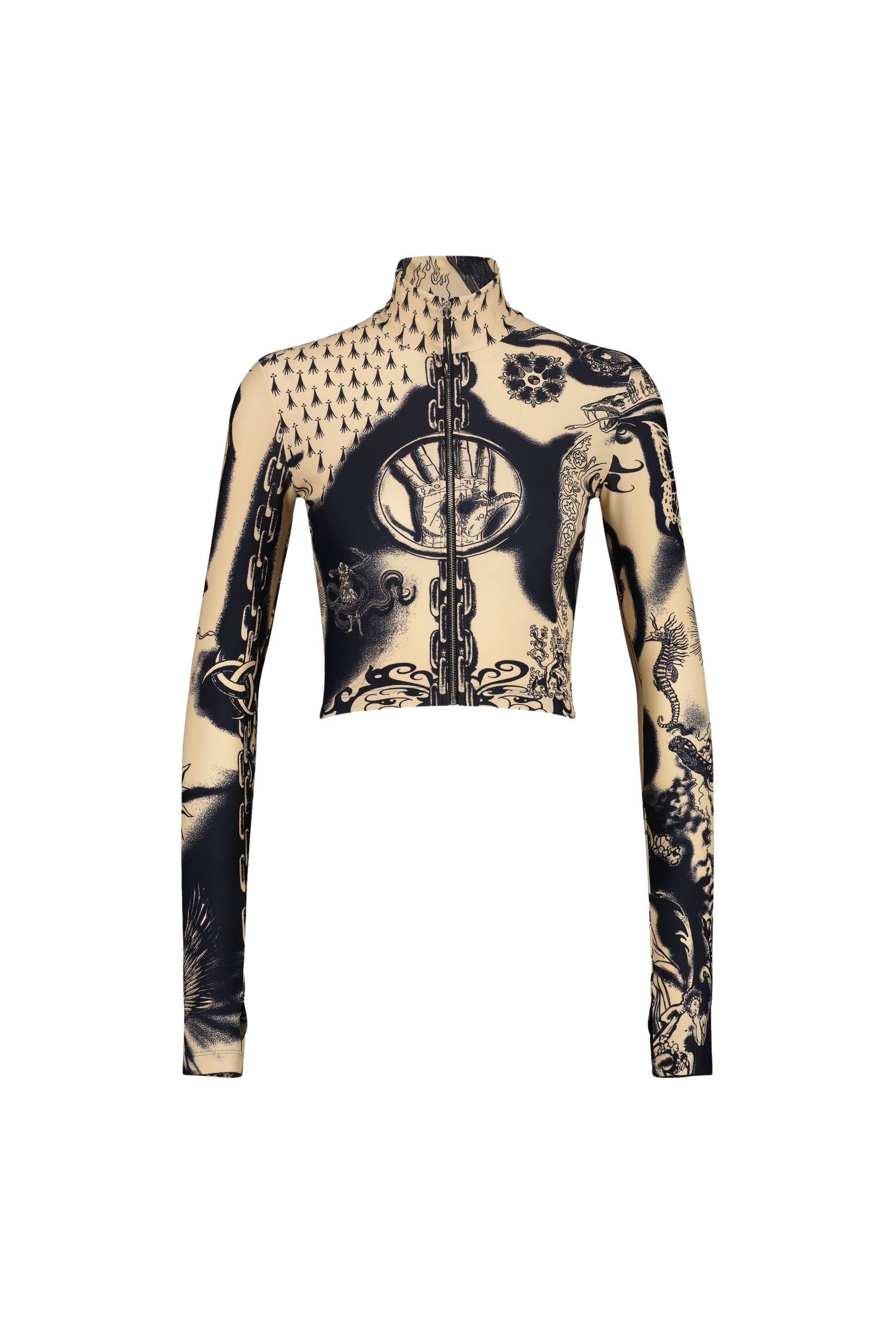 Top court Tattoo imprimé - Nude & Navy