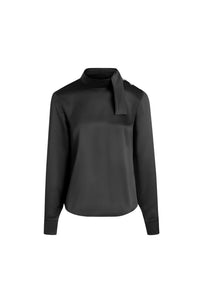 Blouse à col foulard en soie - Noir