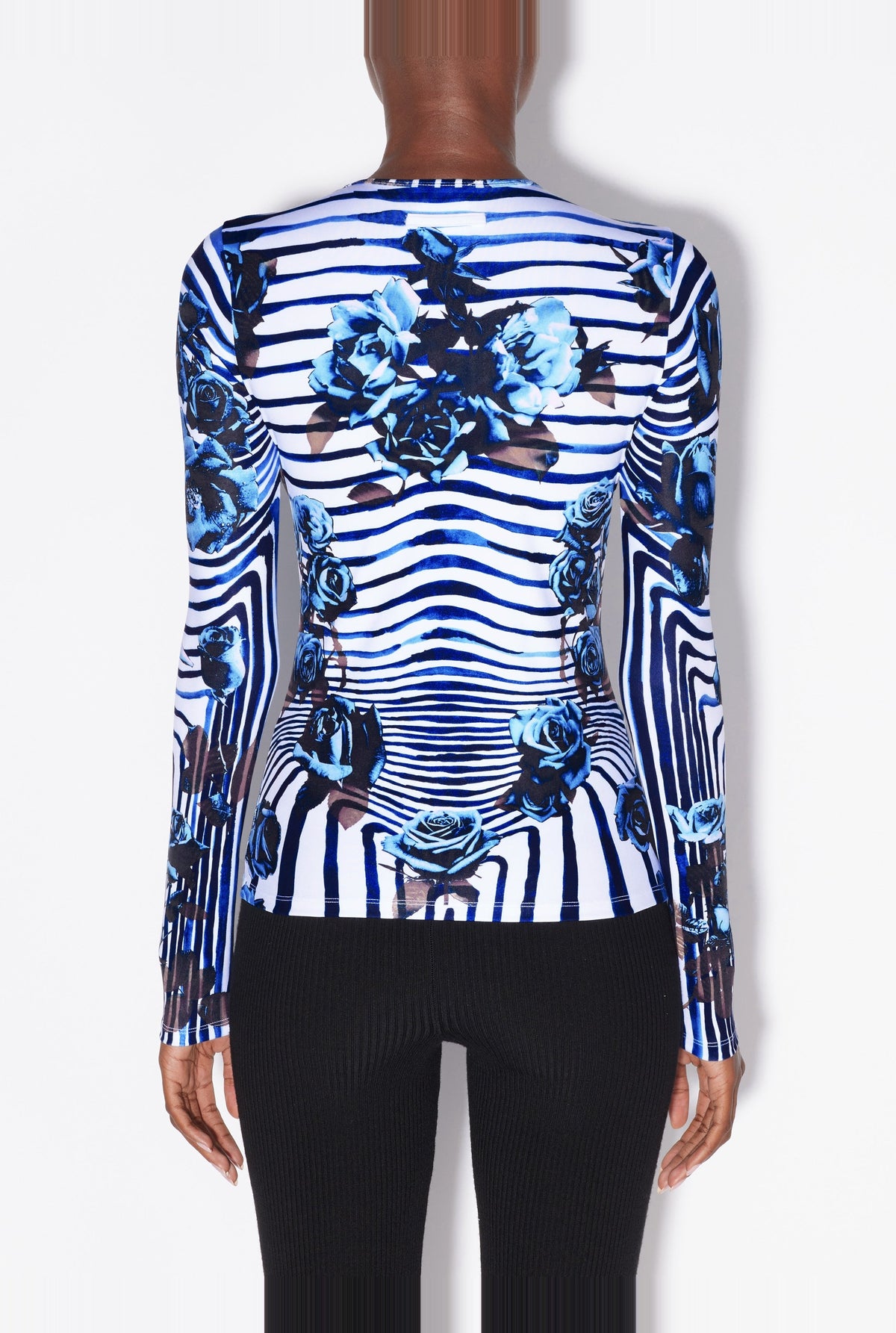 Morphing Flower Unisex Top - White & Navy & Aqua