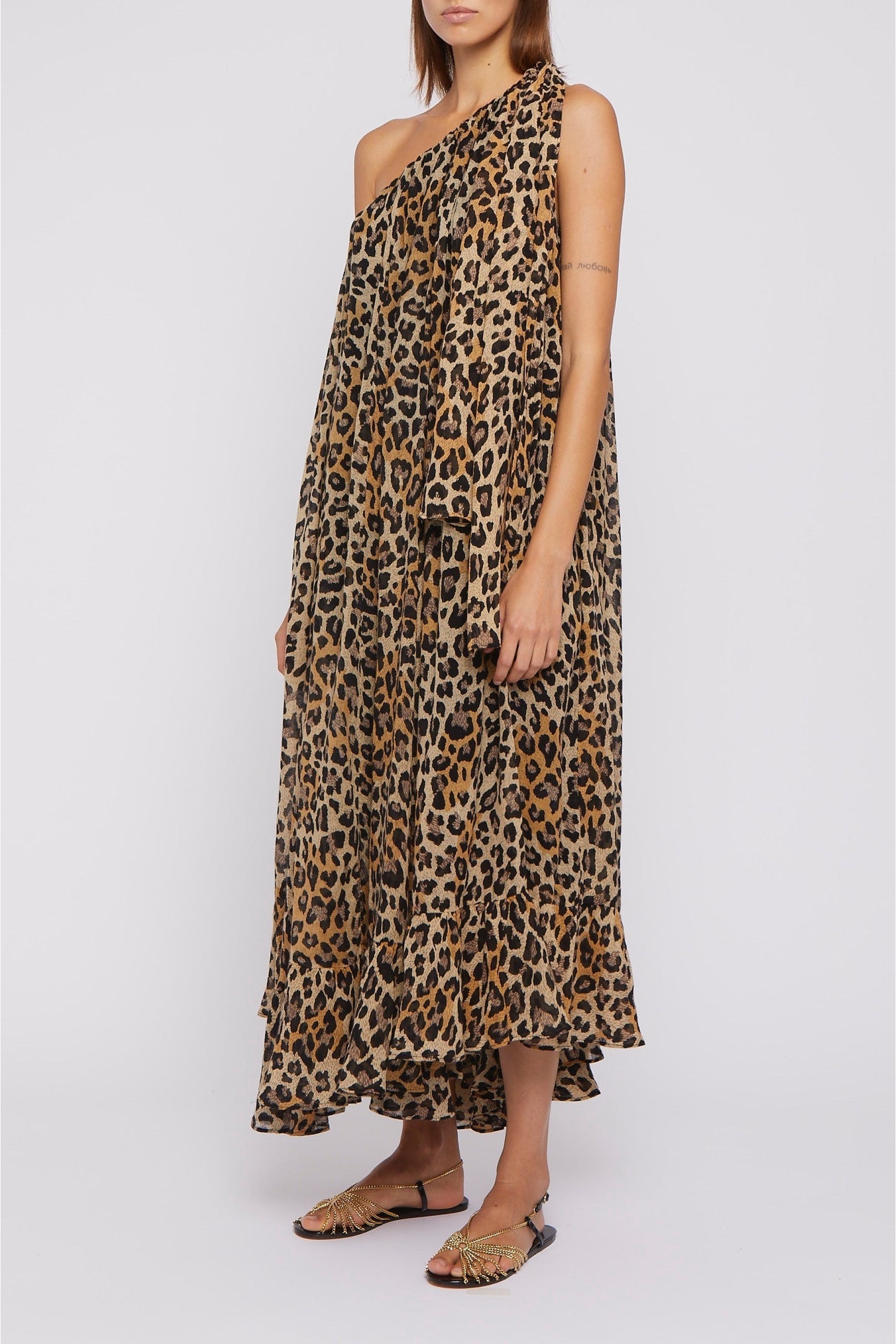 Robe Tojo à épaule asymétrique - Leopard