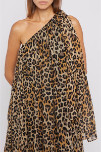Robe Tojo à épaule asymétrique - Leopard