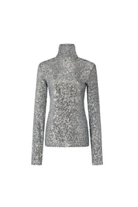 Turtleneck top in sequins