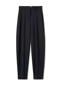 Pantalon à jambe de baril en laine mélangée - Black