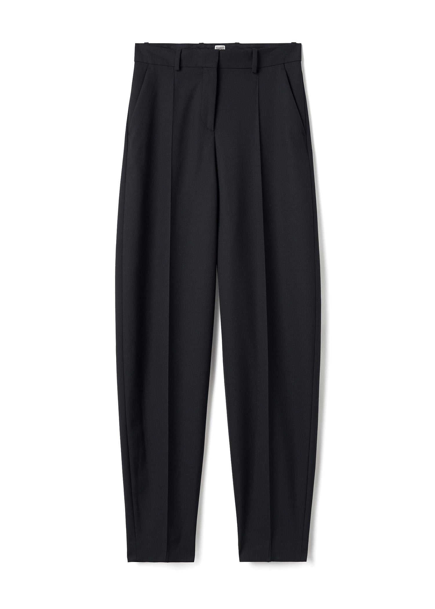 Pantalon à jambe de baril en laine mélangée - Black