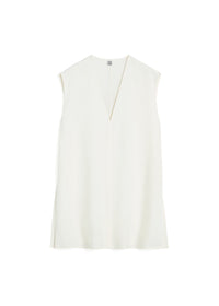 T-shirt sans manches fluide à col en V - Off White