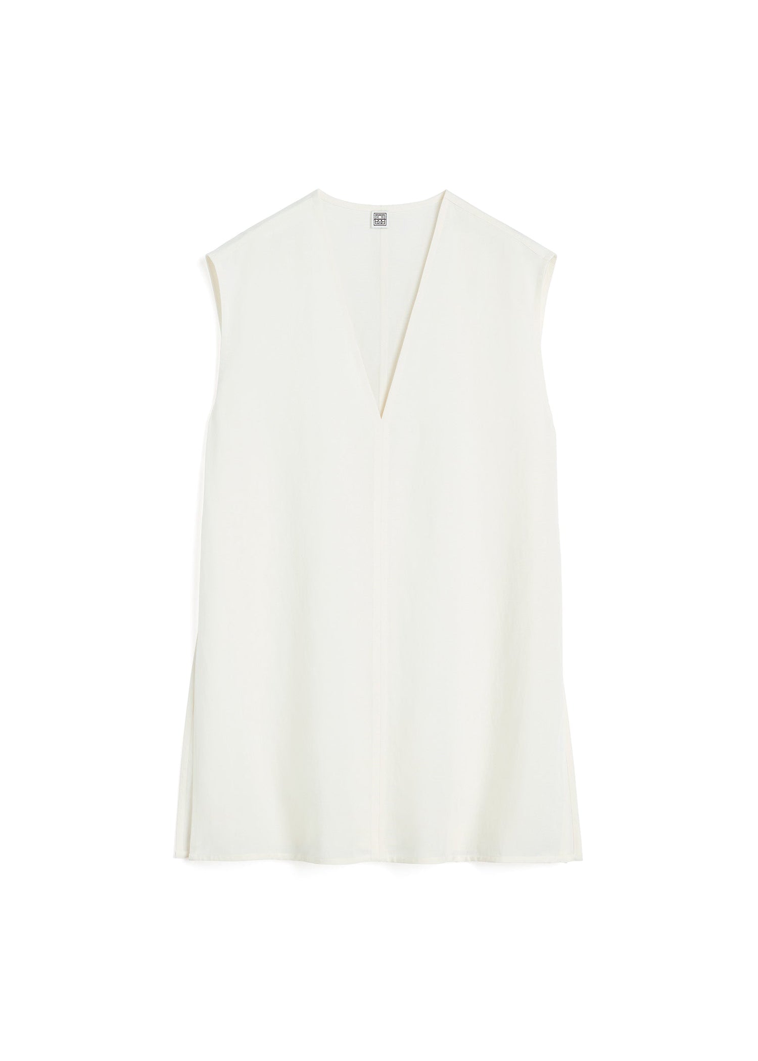 T-shirt sans manches fluide à col en V - Off White