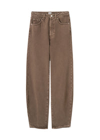 Pantalon à pattes de baril en denim - Washed Chocolate