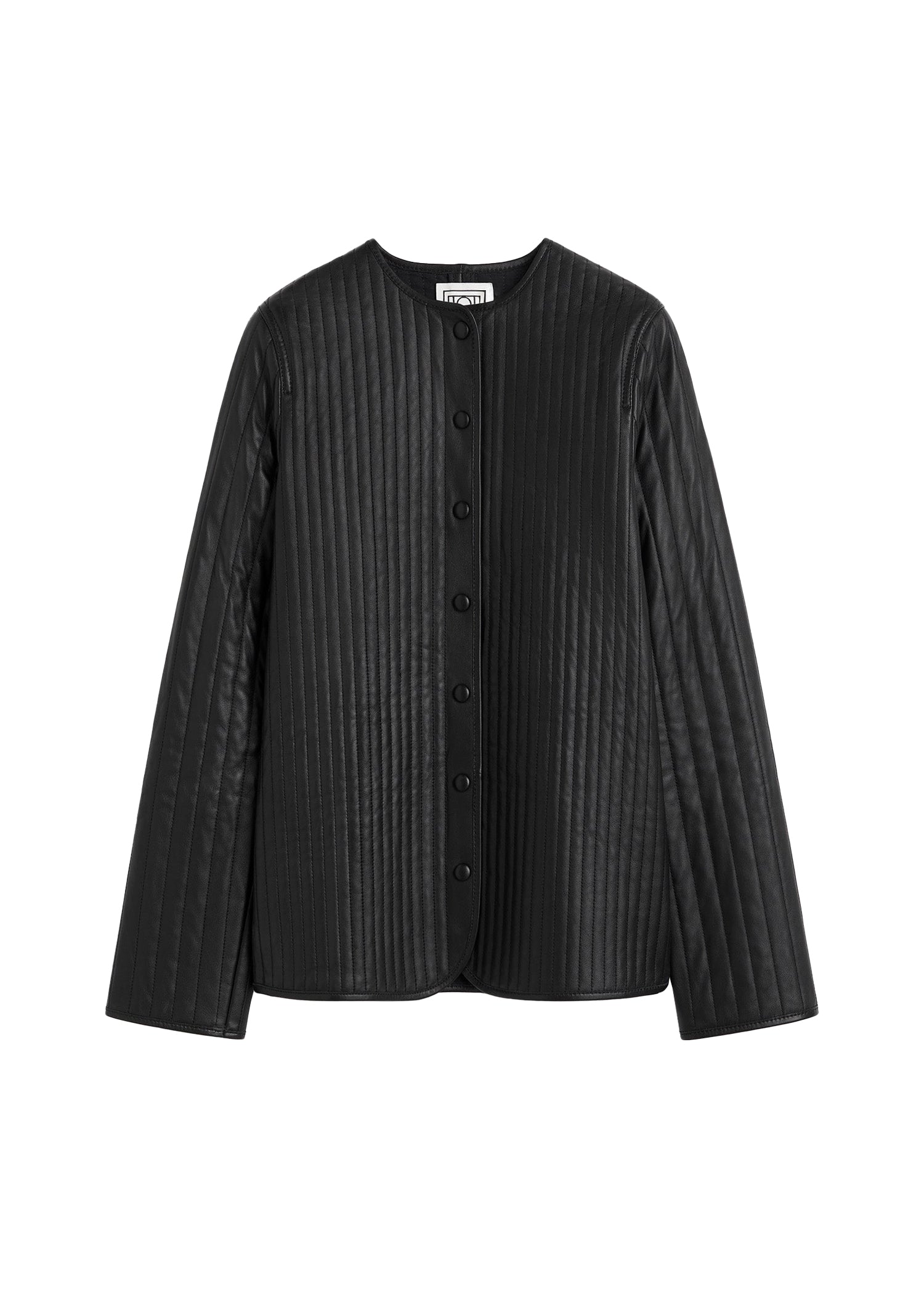 Veste matelassée linéaire en cuir - Black