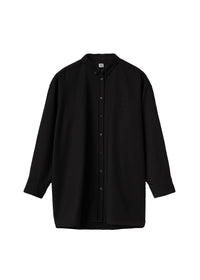 Chemise longue avec monogramme en laine - Black