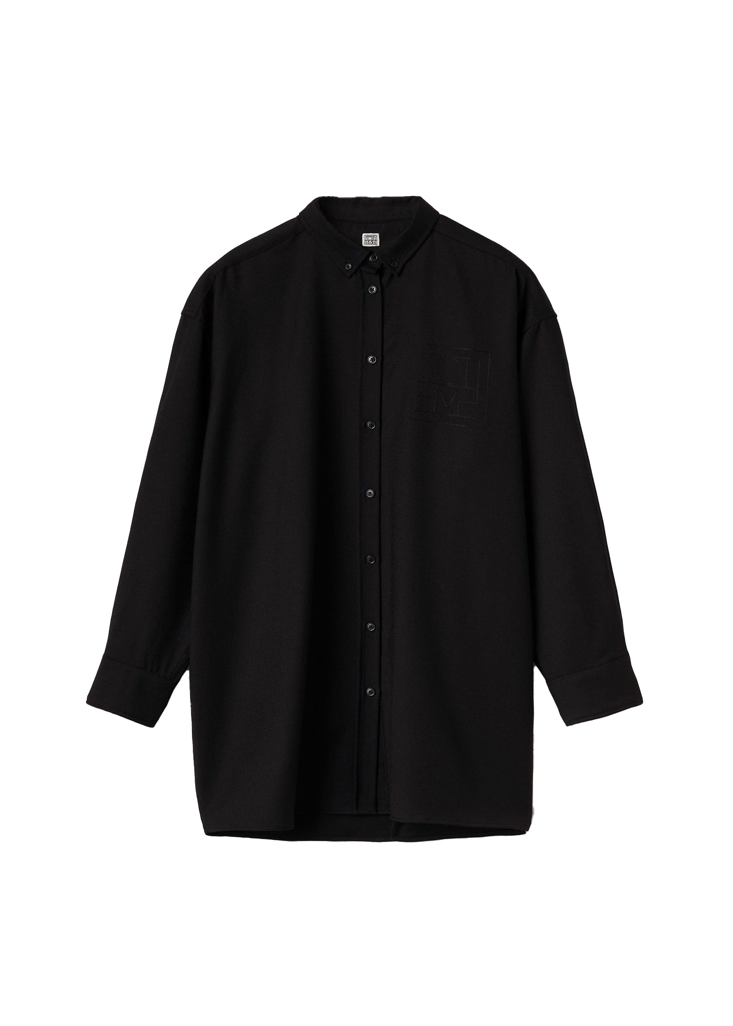 Chemise longue avec monogramme en laine - Black