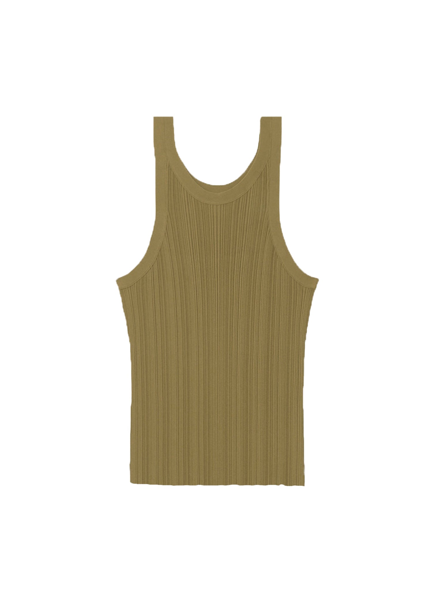 Débardeur côtelé sans couture en maille - Olive