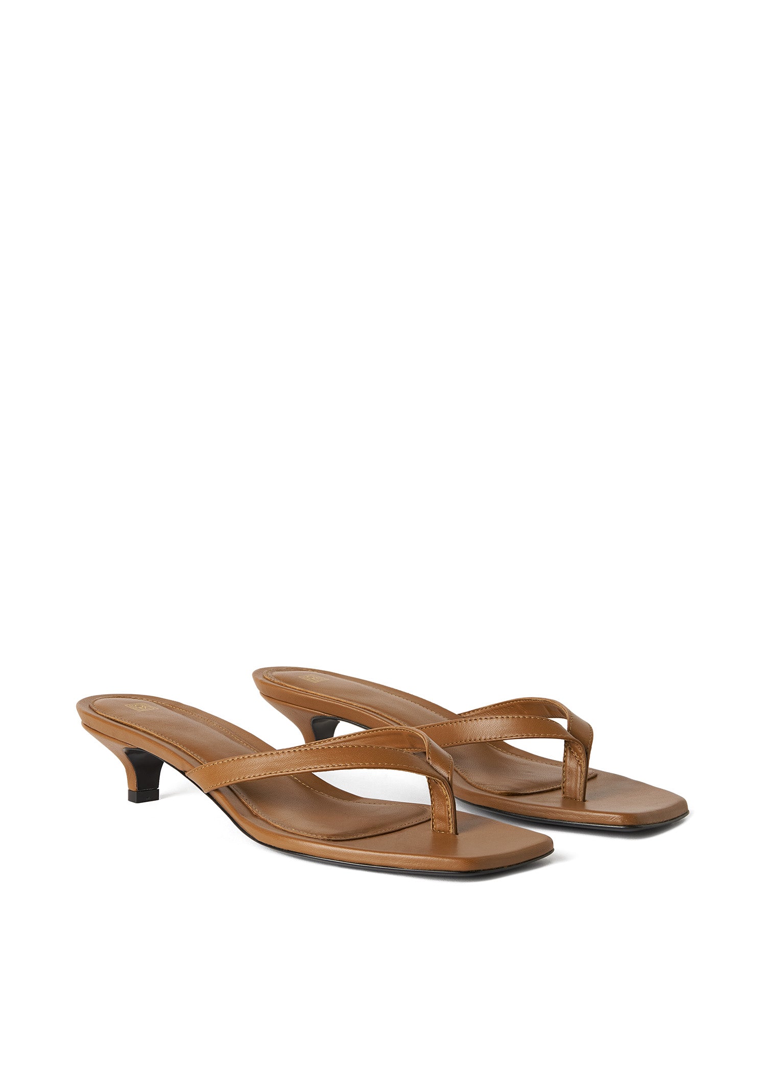 Sandales à talons 35 en cuir - Cognac