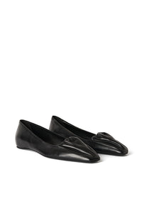 Ballerines froncées en cuir - Black