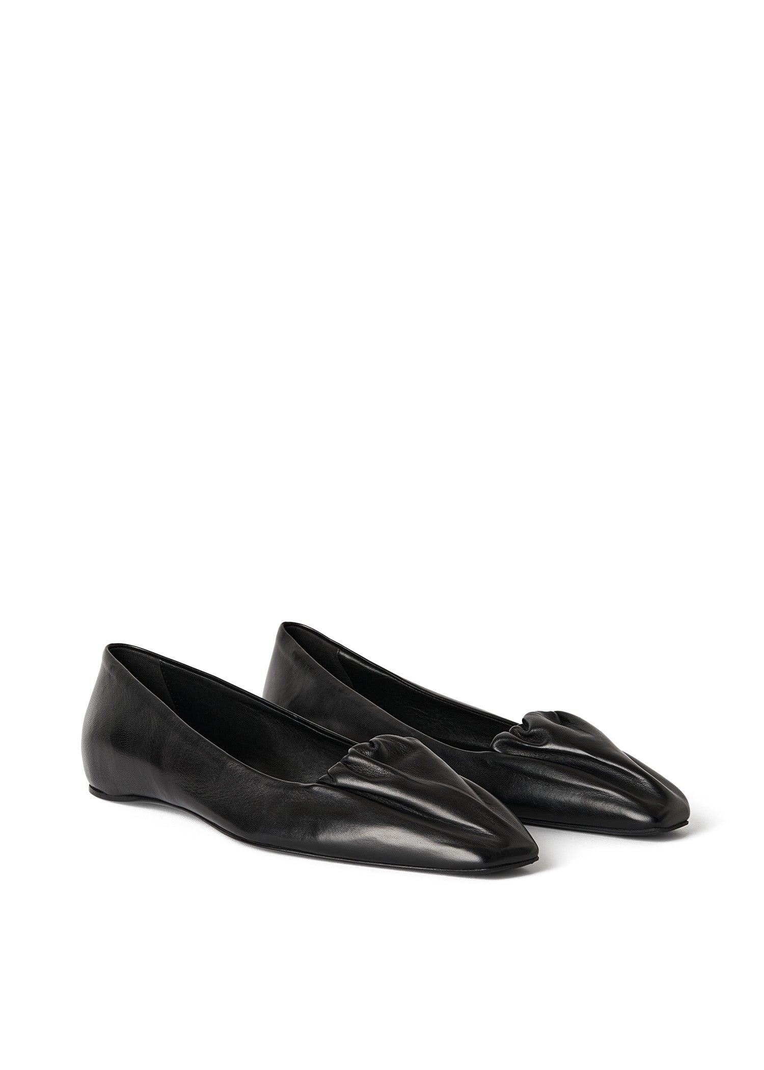 Ballerines froncées en cuir - Black