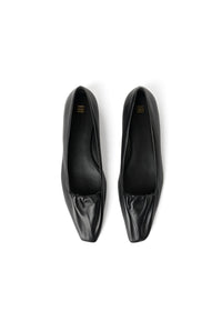 Ballerines froncées en cuir - Black