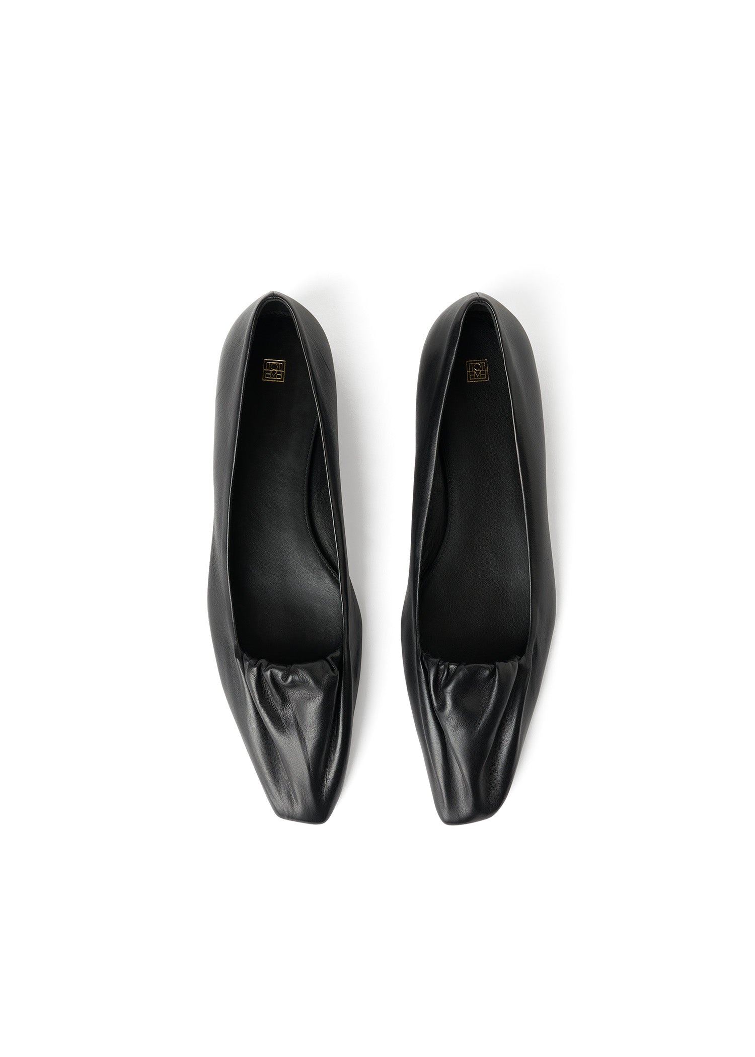 Ballerines froncées en cuir - Black