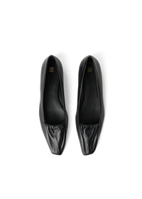 Ballerines froncées en cuir - Black