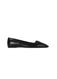 Ballerines froncées en cuir - Black