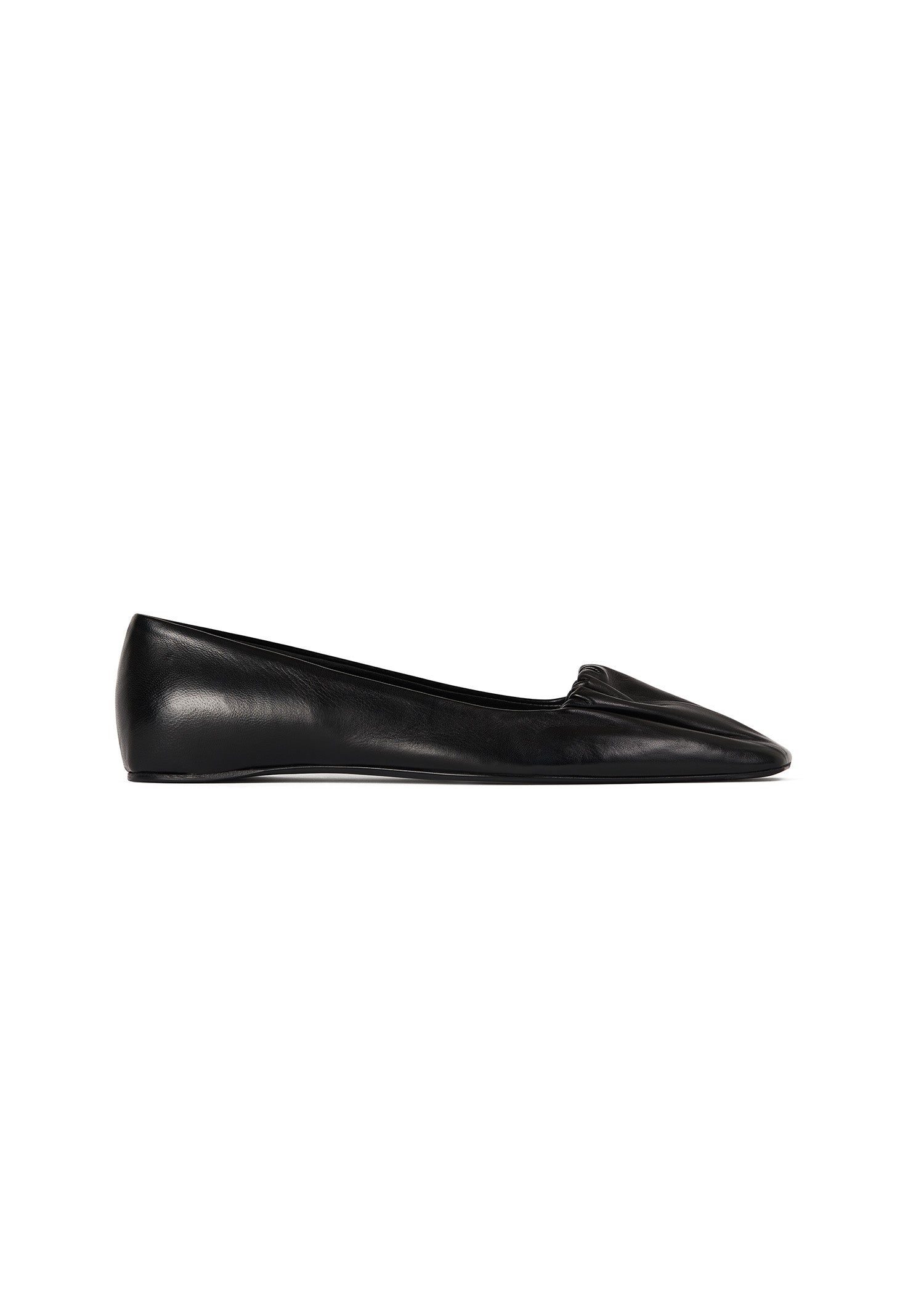 Ballerines froncées en cuir - Black