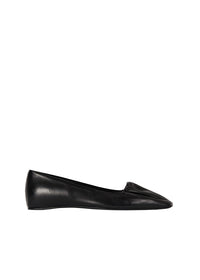 Ballerines froncées en cuir - Black