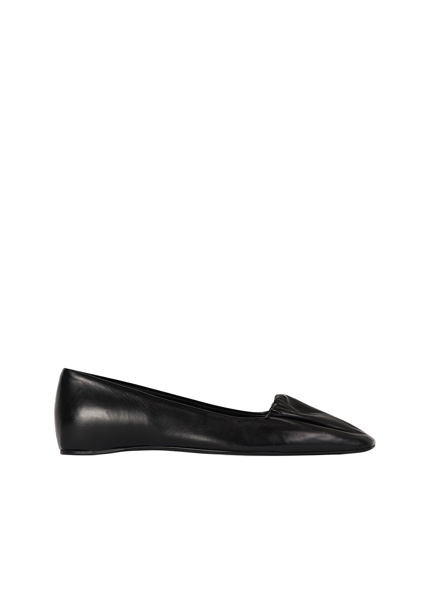 Ballerines froncées en cuir - Black