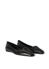 Ballerines froncées en cuir - Black