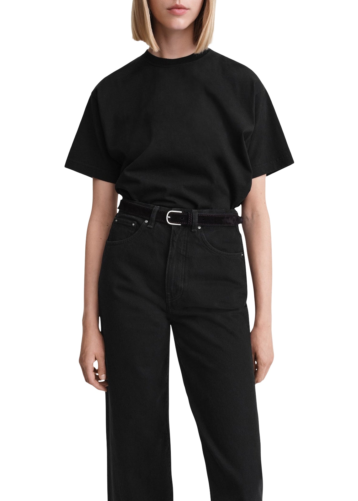 Jean coupe évasée en denim - Black