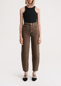 Pantalon à pattes de baril en denim - Washed Chocolate
