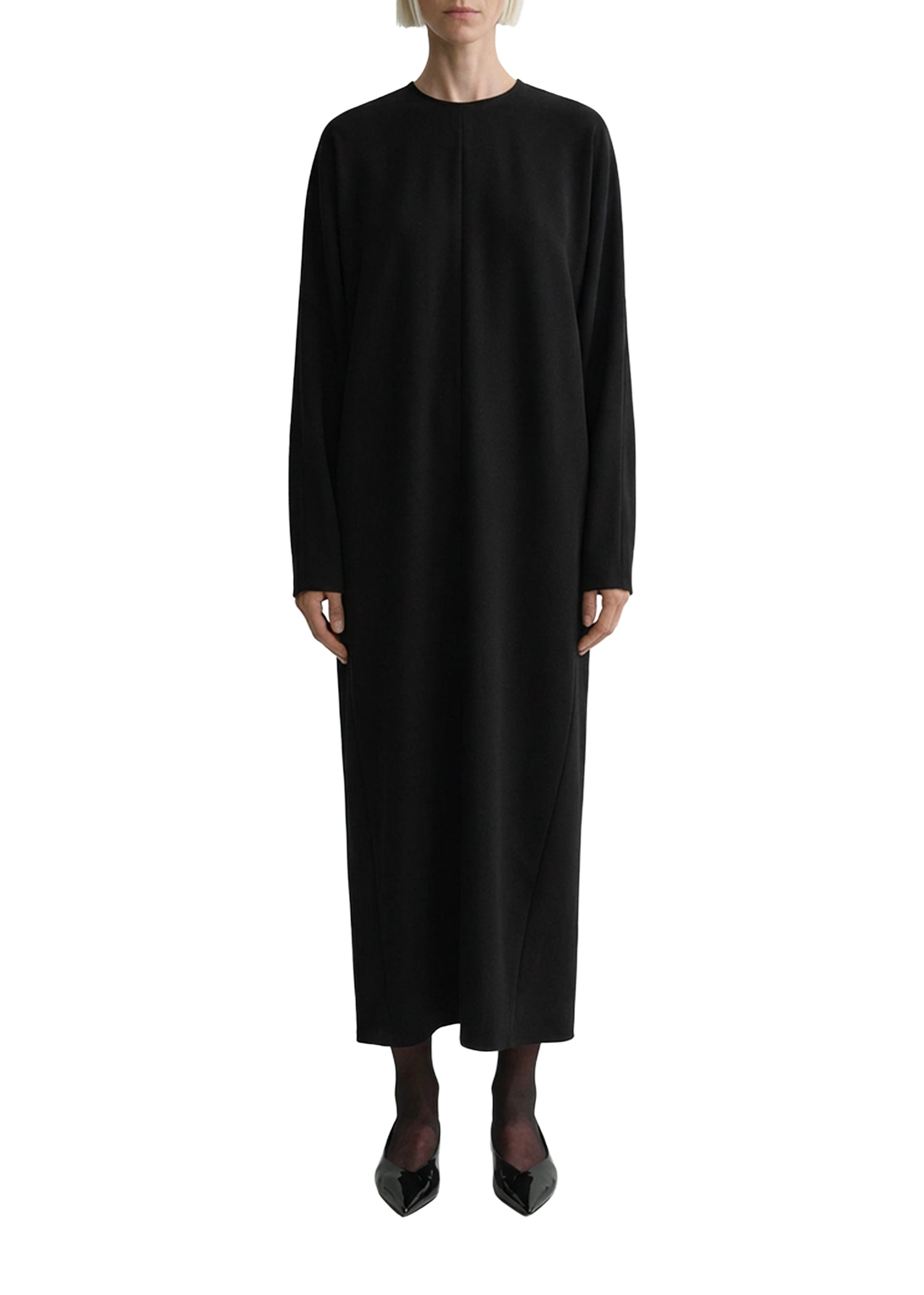 Robe en cady à col rond - Black