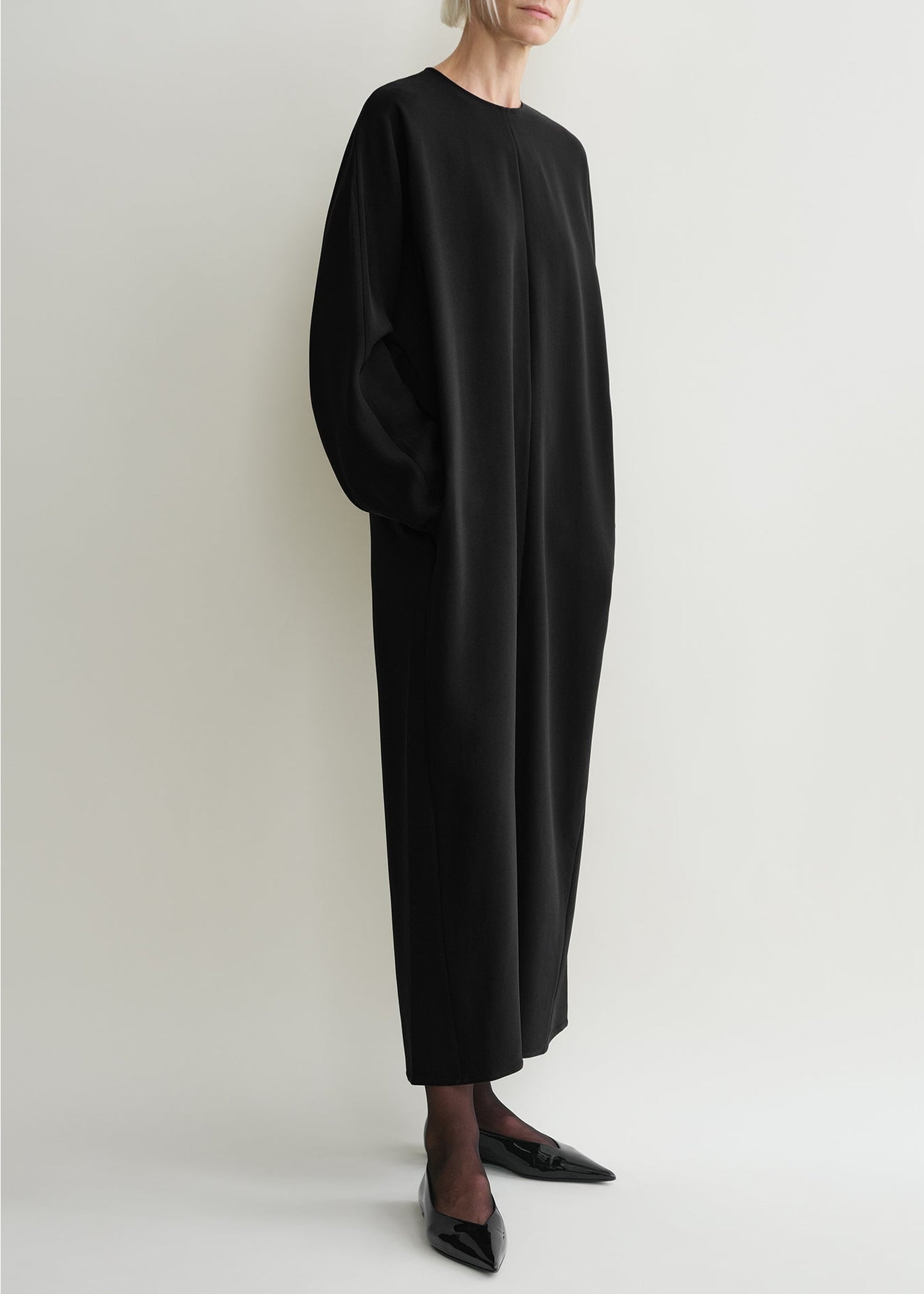 Robe en cady à col rond - Black