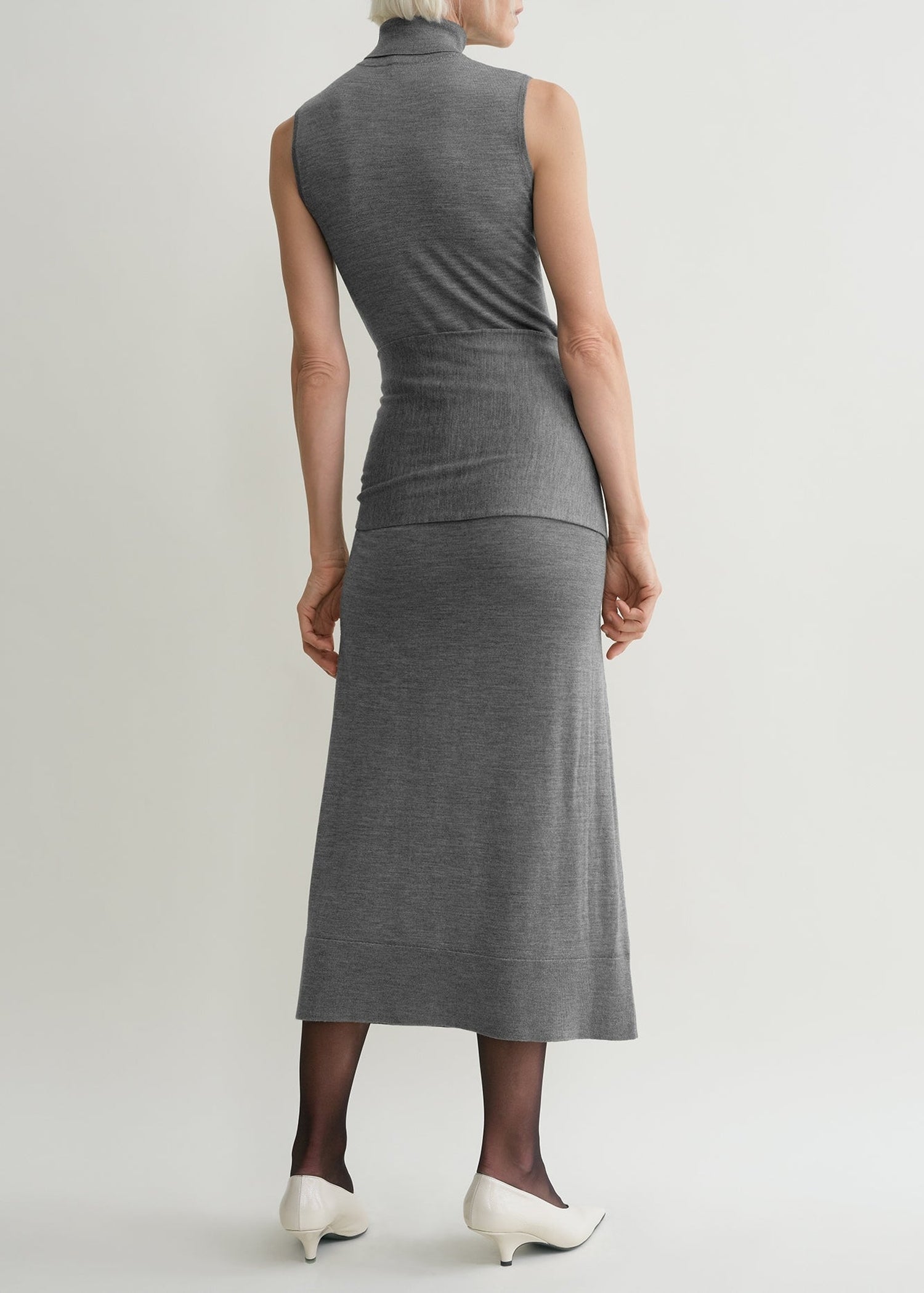 Robe en laine drapée - Grey melange