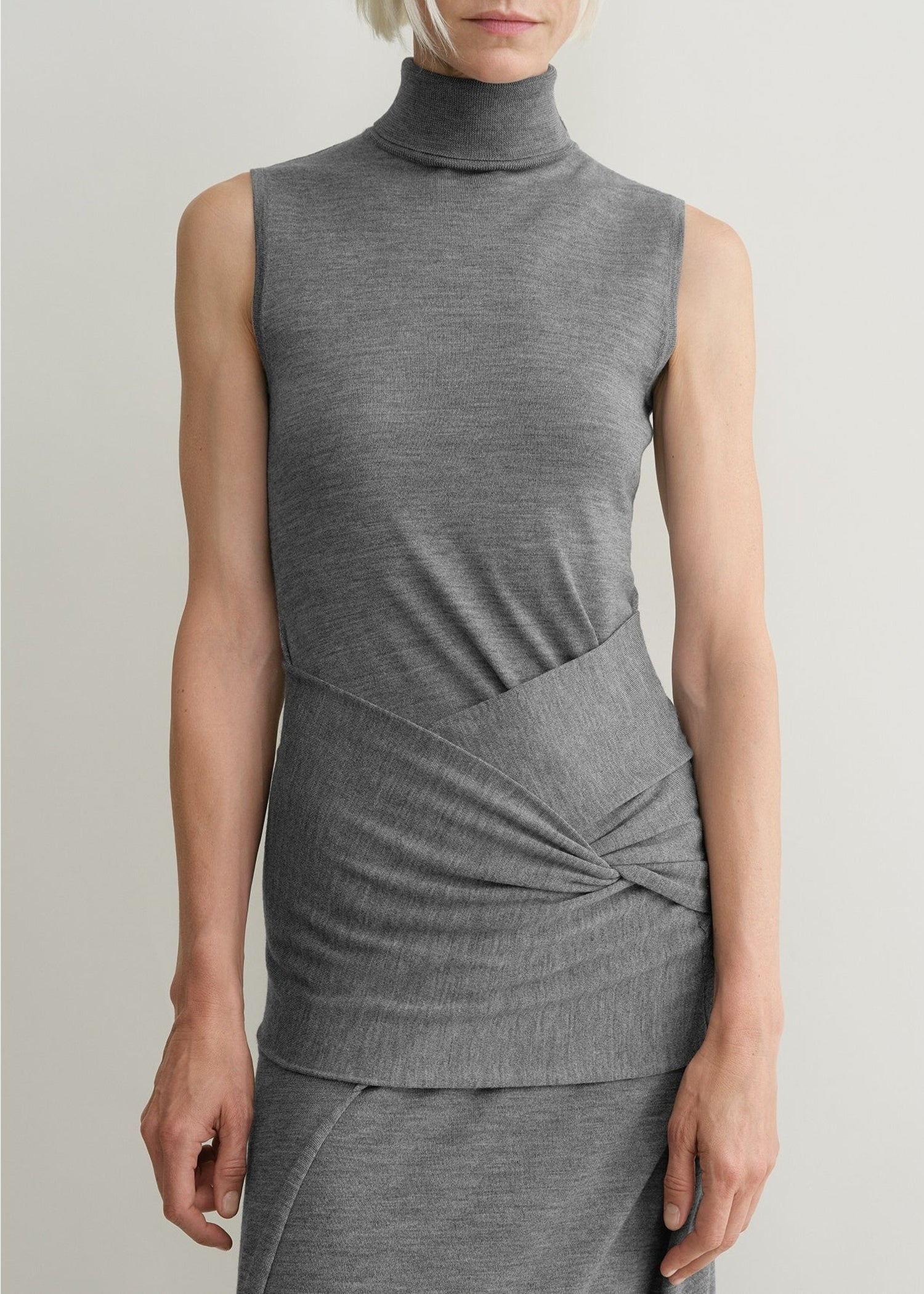 Robe en laine drapée - Grey melange