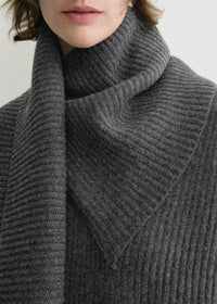 Pull à écharpe en laine - Dark Grey melange