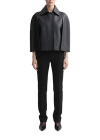 Double-layered leather cape - Black