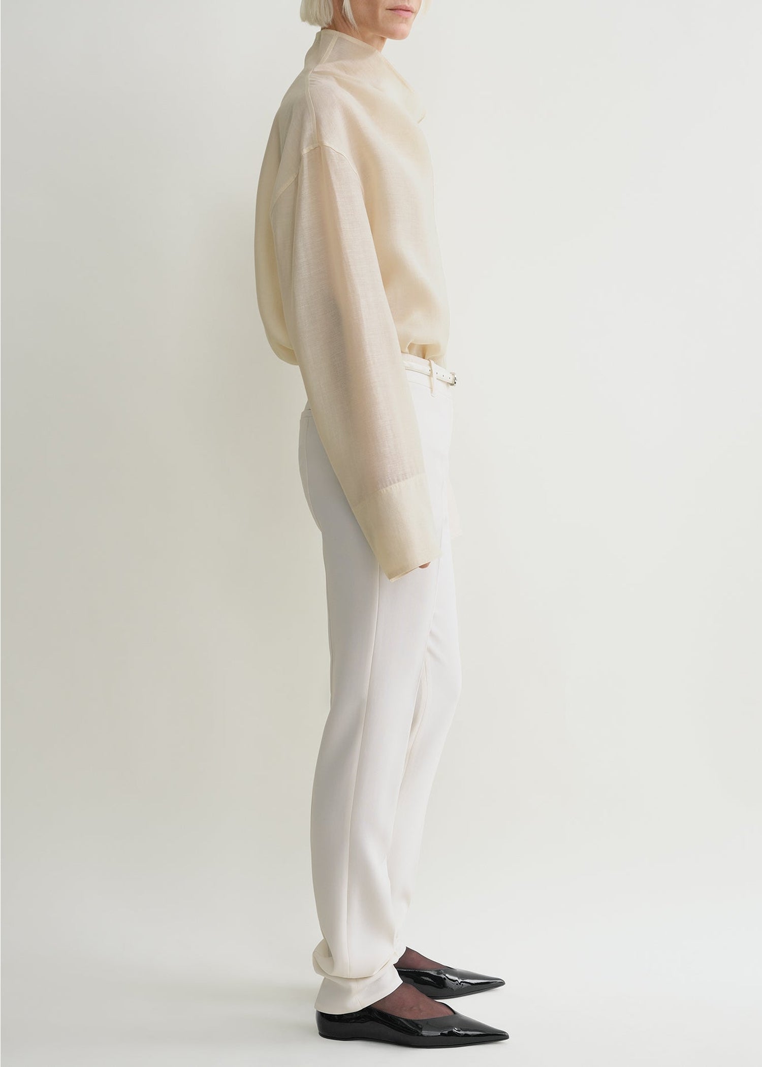 Blouse à col cheminée - Ecru