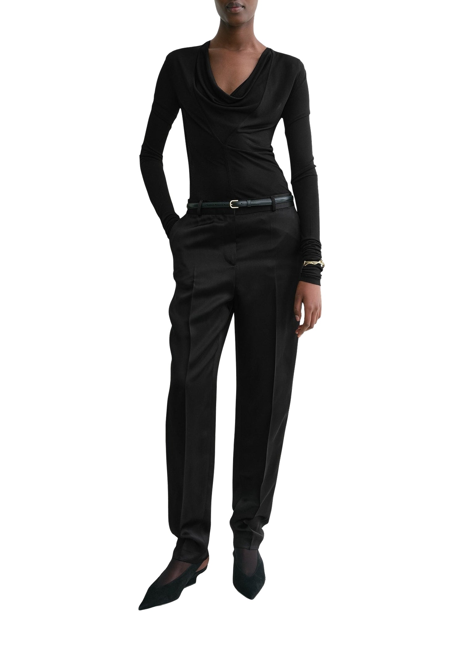 DRAPED V-NECK TOP
