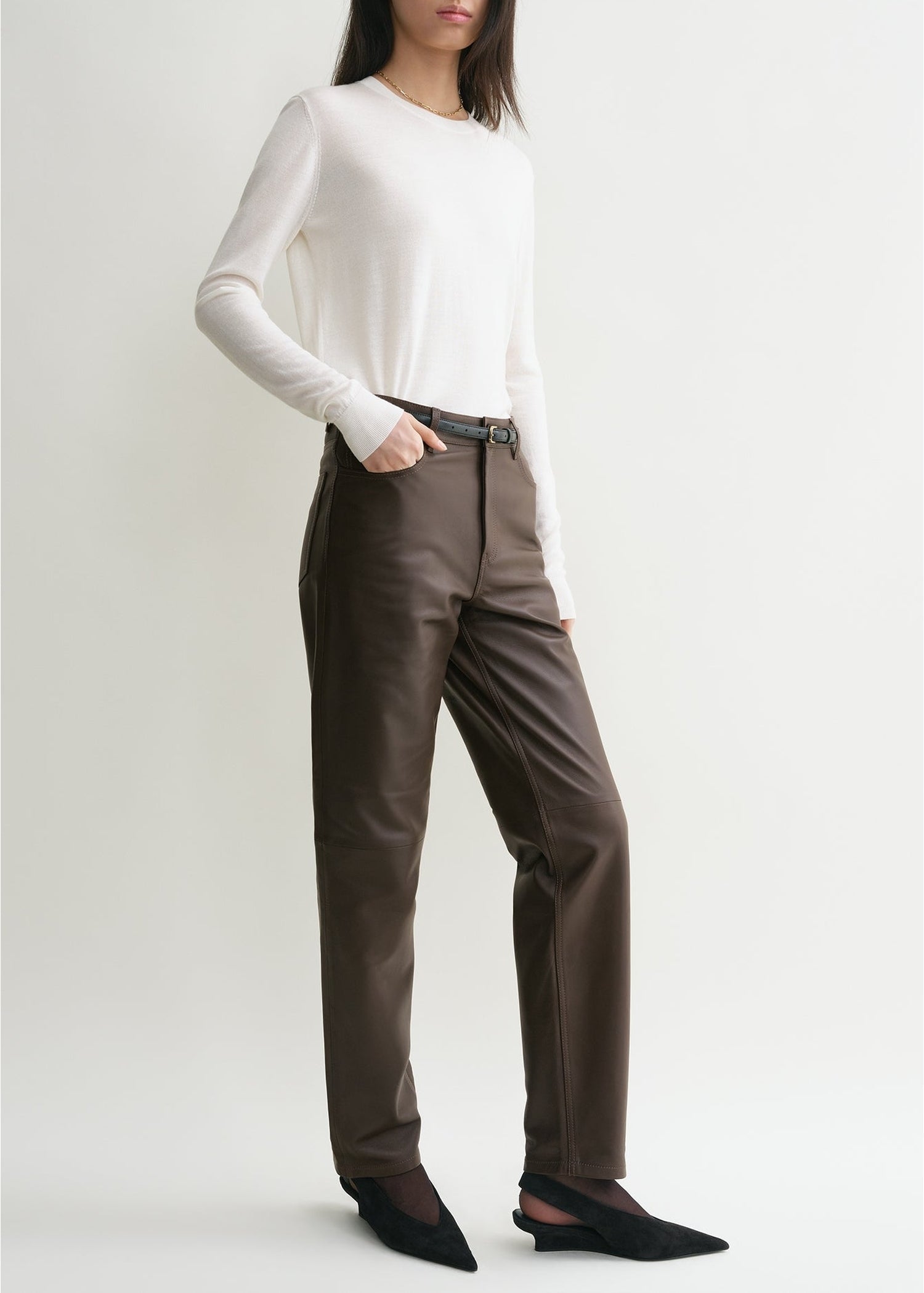 FIVE-POCKET LEATHER TROUSERS